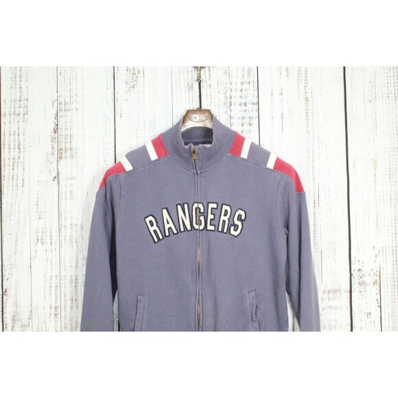 Old Time Hockey NHL NY Rangers Blue Red Full Zip Jacket Cotton Size L - Picture 2 of 14